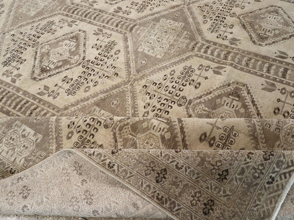 Vintage Persian Afshar Room Size Carpet, No.32468 - Staging