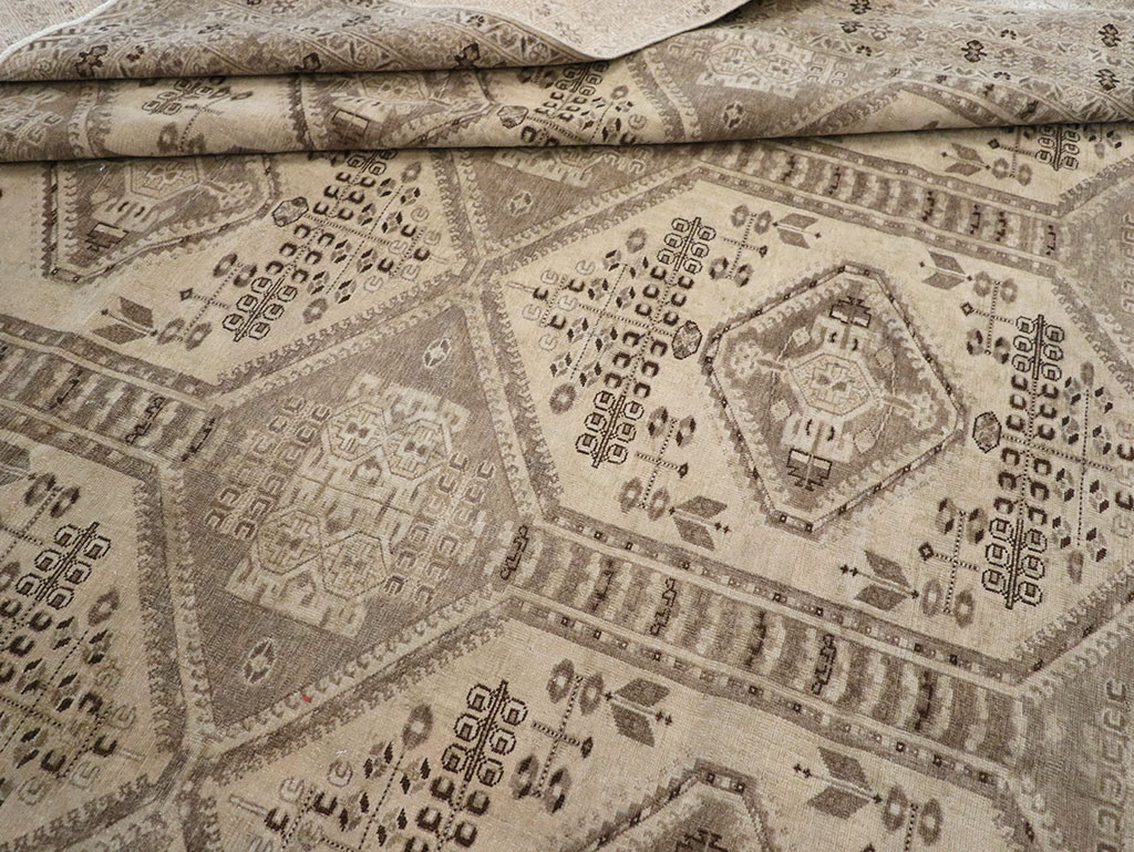 Vintage Persian Afshar Room Size Carpet, No.32468 - Staging