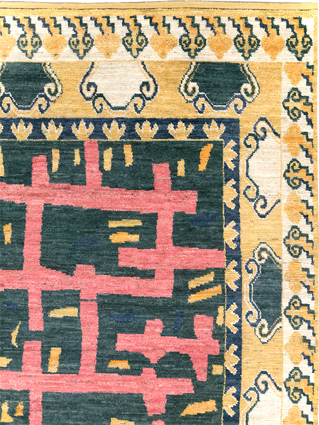 Modern East Turkestan Khotan Room Size Carpet, No.32473 - Staging