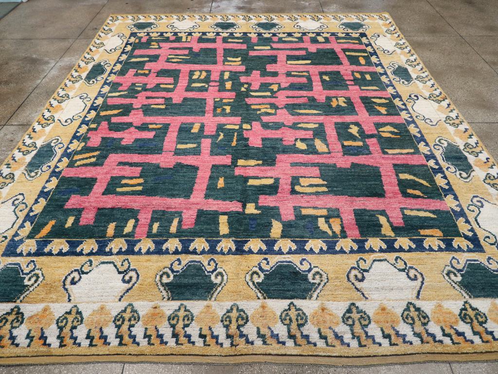 Modern East Turkestan Khotan Room Size Carpet, No.32473 - Staging