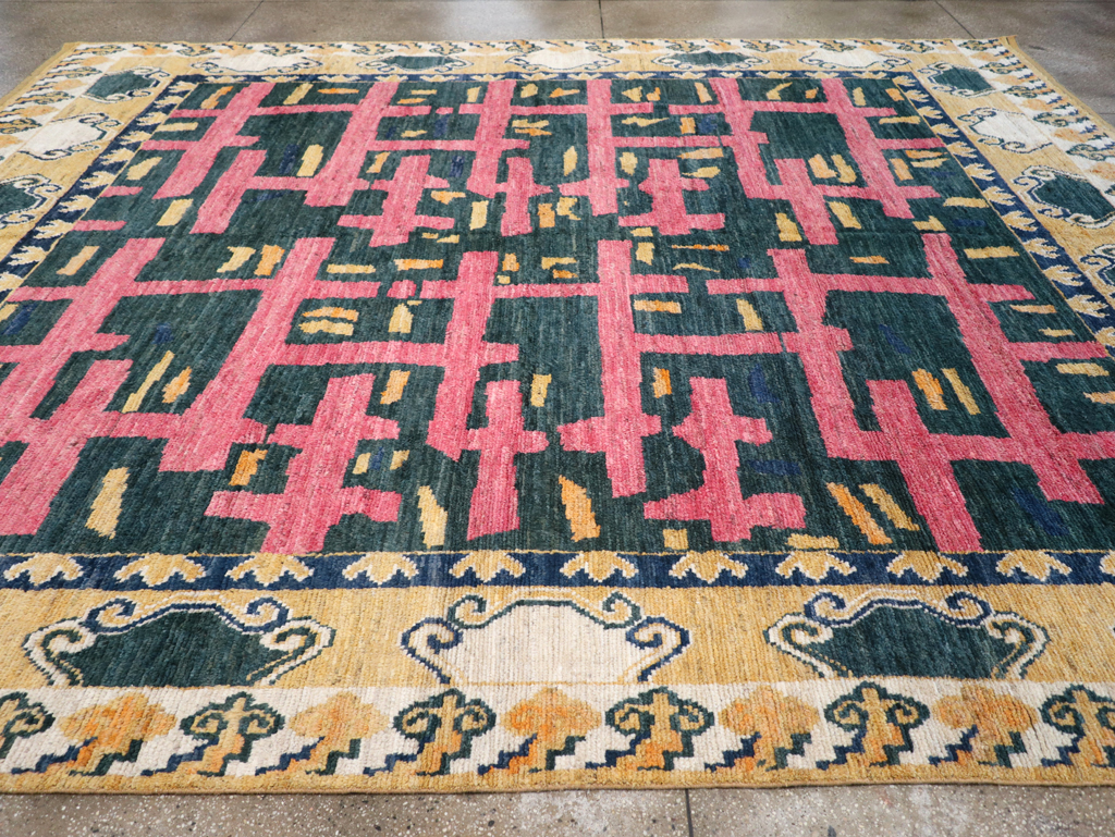 Modern East Turkestan Khotan Room Size Carpet, No.32473 - Staging