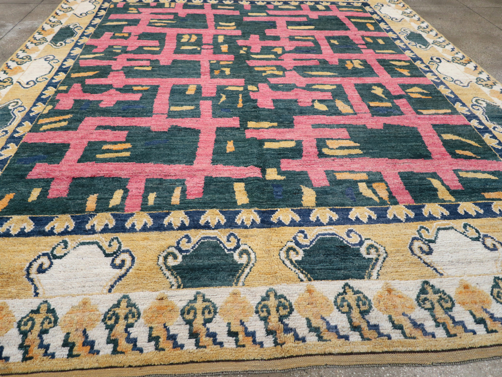 Modern East Turkestan Khotan Room Size Carpet, No.32473 - Staging
