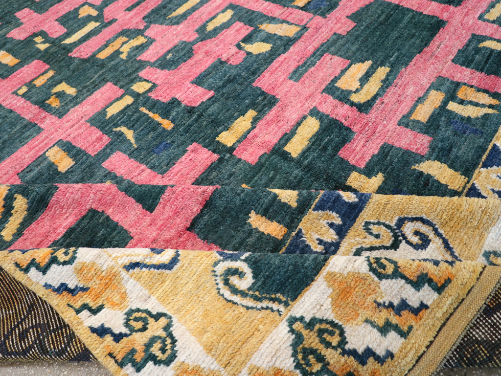 Modern East Turkestan Khotan Room Size Carpet, No.32473 - Staging