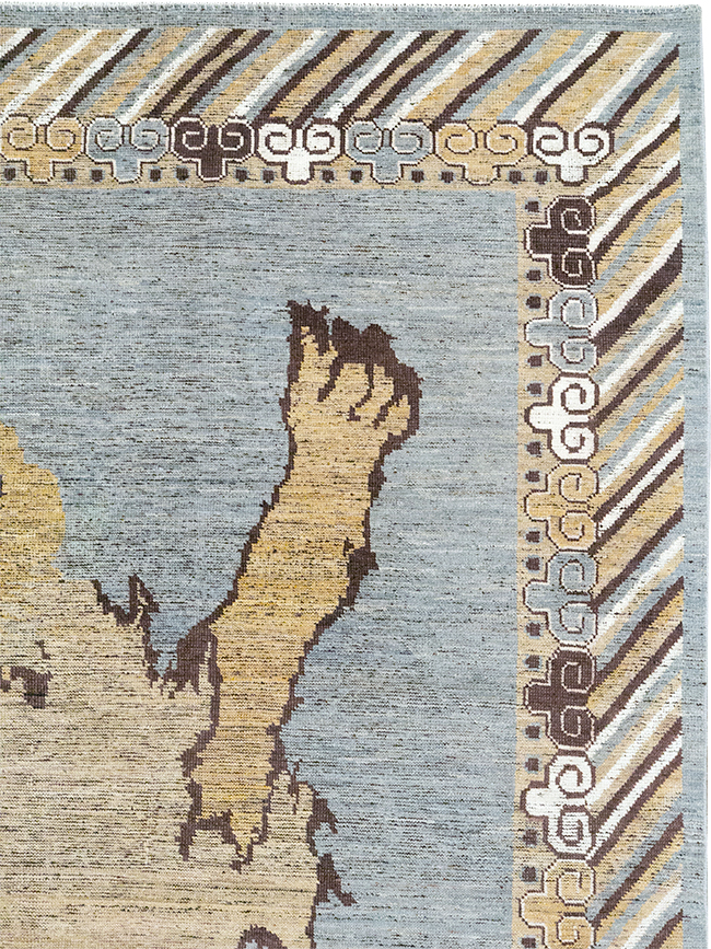 Modern East Turkestan Khotan Pictorial Room Size Carpet, No.32475 - Staging