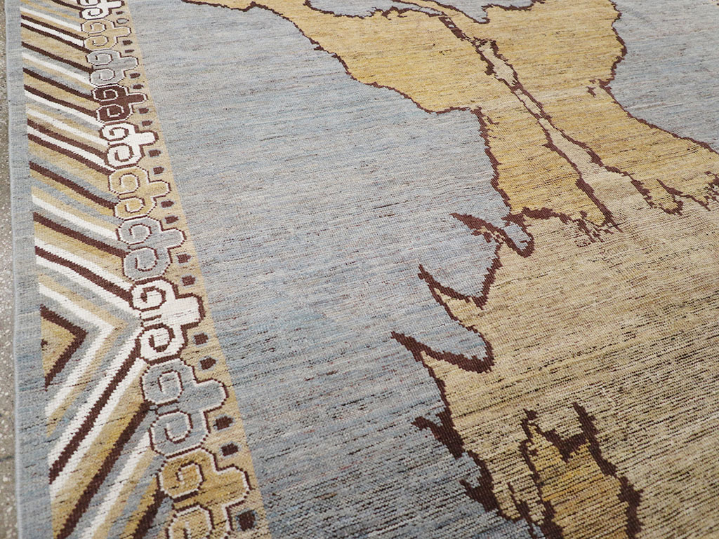 Modern East Turkestan Khotan Pictorial Room Size Carpet, No.32475 - Staging