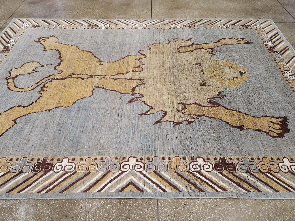 Modern East Turkestan Khotan Pictorial Room Size Carpet, No.32475 - Staging