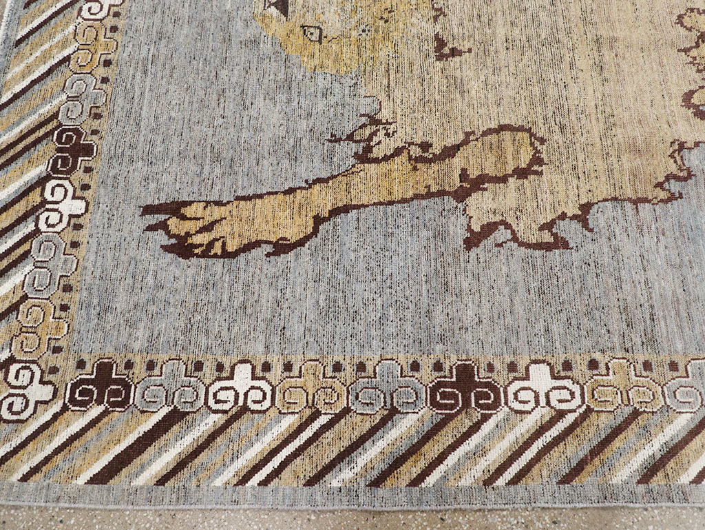 Modern East Turkestan Khotan Pictorial Room Size Carpet, No.32475 - Staging