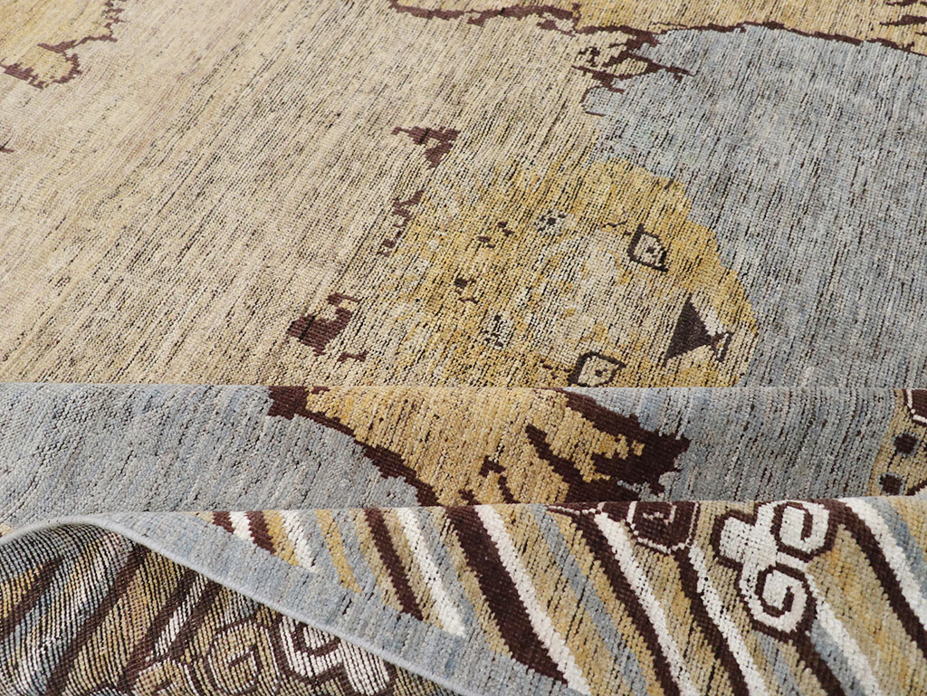 Modern East Turkestan Khotan Pictorial Room Size Carpet, No.32475 - Staging