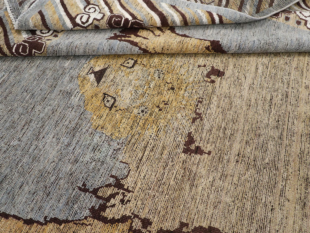 Modern East Turkestan Khotan Pictorial Room Size Carpet, No.32475 - Staging