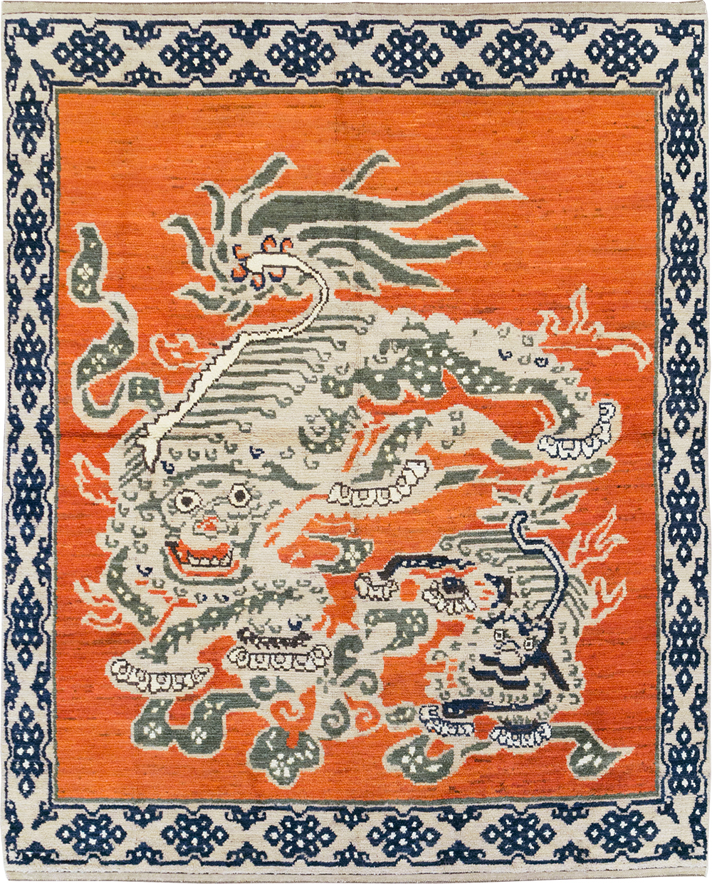 Modern East Turkestan Pictorial Khotan Small Room Size Carpet, No.32477 - Staging