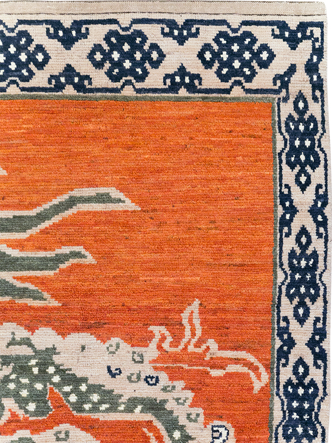 Modern East Turkestan Pictorial Khotan Small Room Size Carpet, No.32477 - Staging