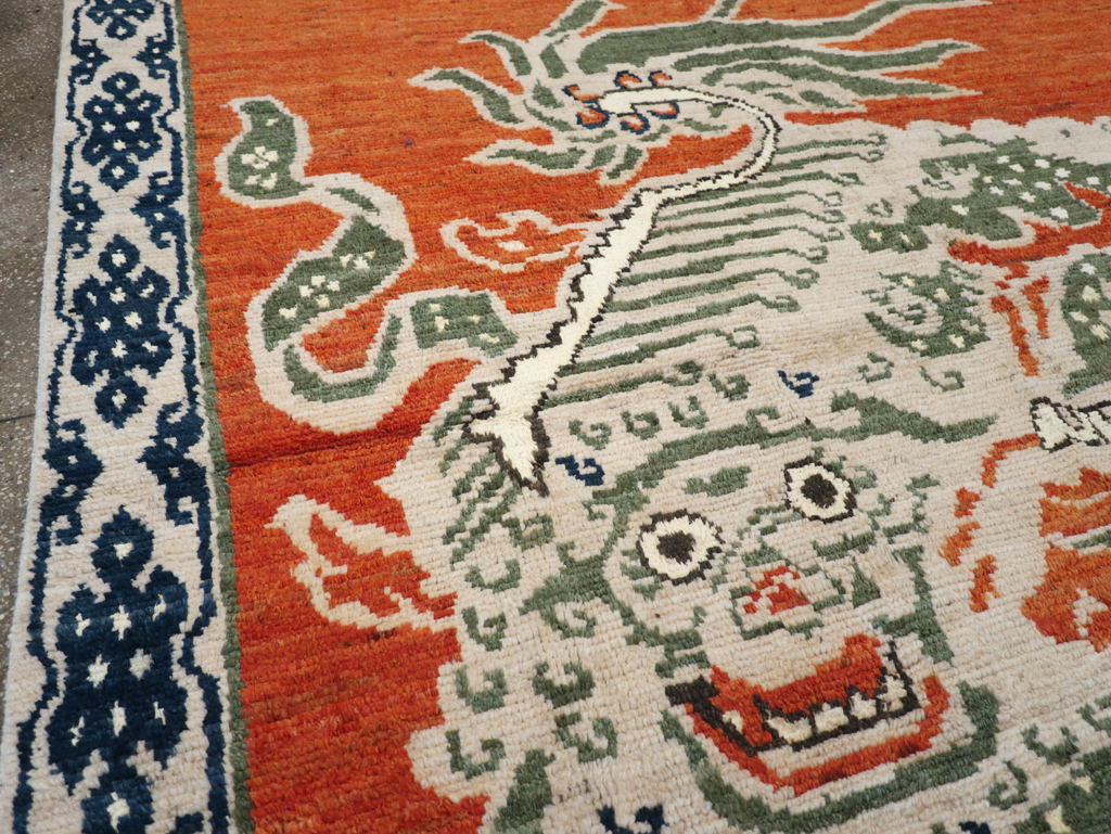 Modern East Turkestan Pictorial Khotan Small Room Size Carpet, No.32477 - Staging