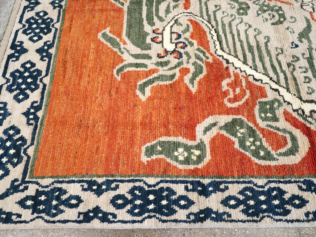 Modern East Turkestan Pictorial Khotan Small Room Size Carpet, No.32477 - Staging