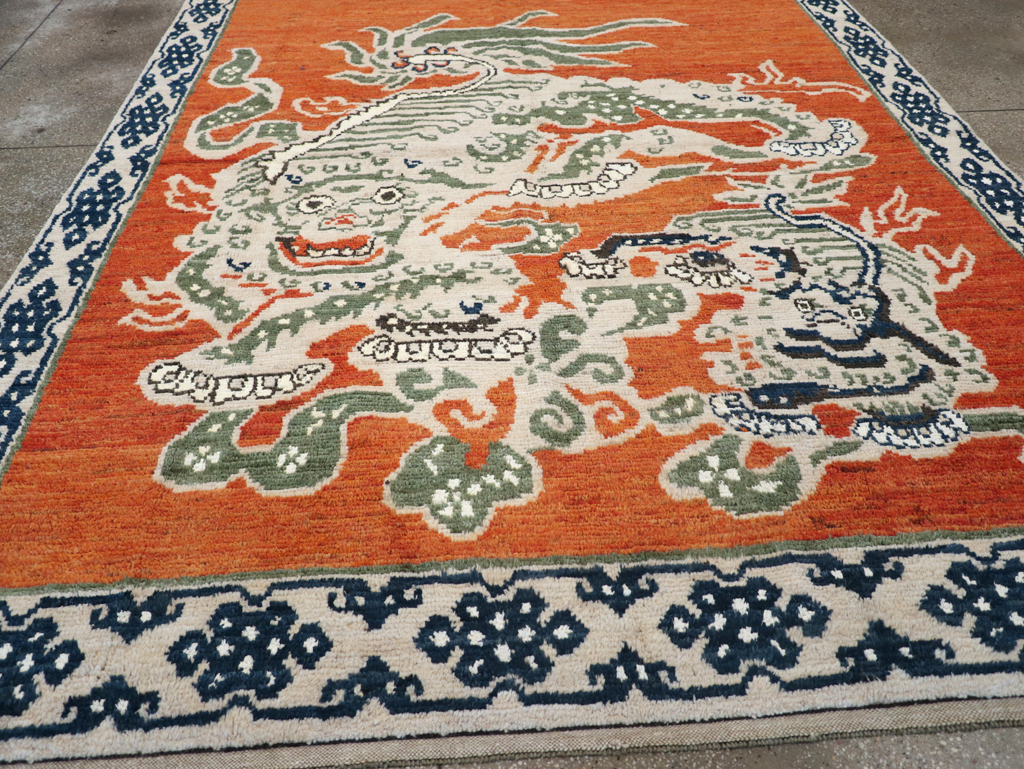 Modern East Turkestan Pictorial Khotan Small Room Size Carpet, No.32477 - Staging