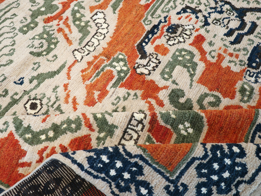 Modern East Turkestan Pictorial Khotan Small Room Size Carpet, No.32477 - Staging