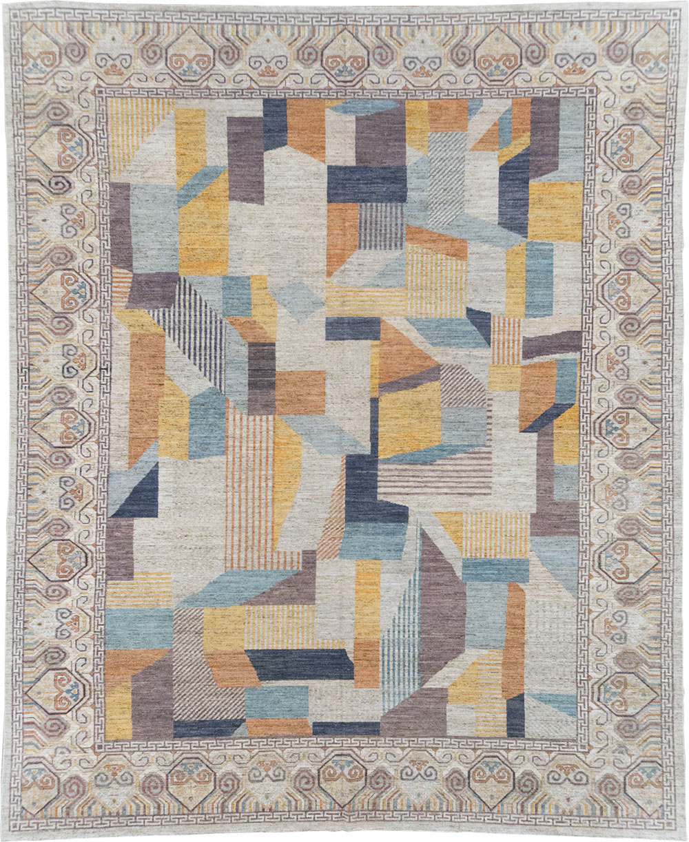 Modern East Turkestan Khotan Room Size Carpet, No.32480 - Staging