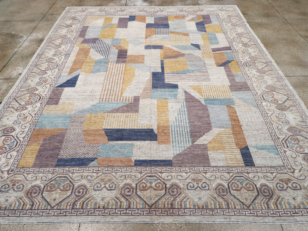 Modern East Turkestan Khotan Room Size Carpet, No.32480 - Staging