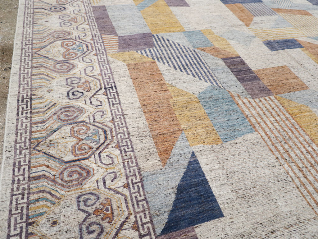 Modern East Turkestan Khotan Room Size Carpet, No.32480 - Staging