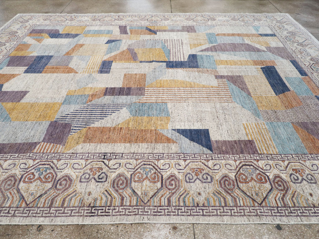 Modern East Turkestan Khotan Room Size Carpet, No.32480 - Staging