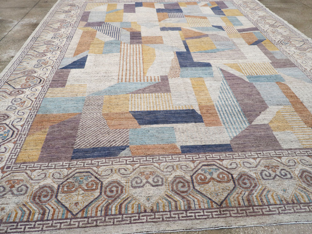 Modern East Turkestan Khotan Room Size Carpet, No.32480 - Staging