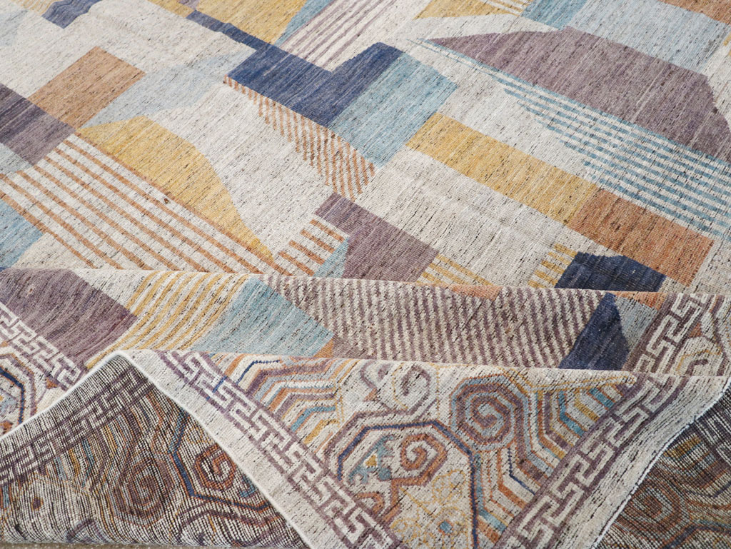 Modern East Turkestan Khotan Room Size Carpet, No.32480 - Staging