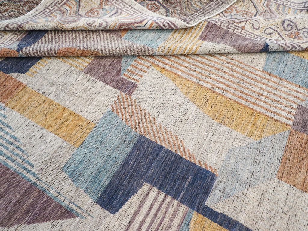 Modern East Turkestan Khotan Room Size Carpet, No.32480 - Staging