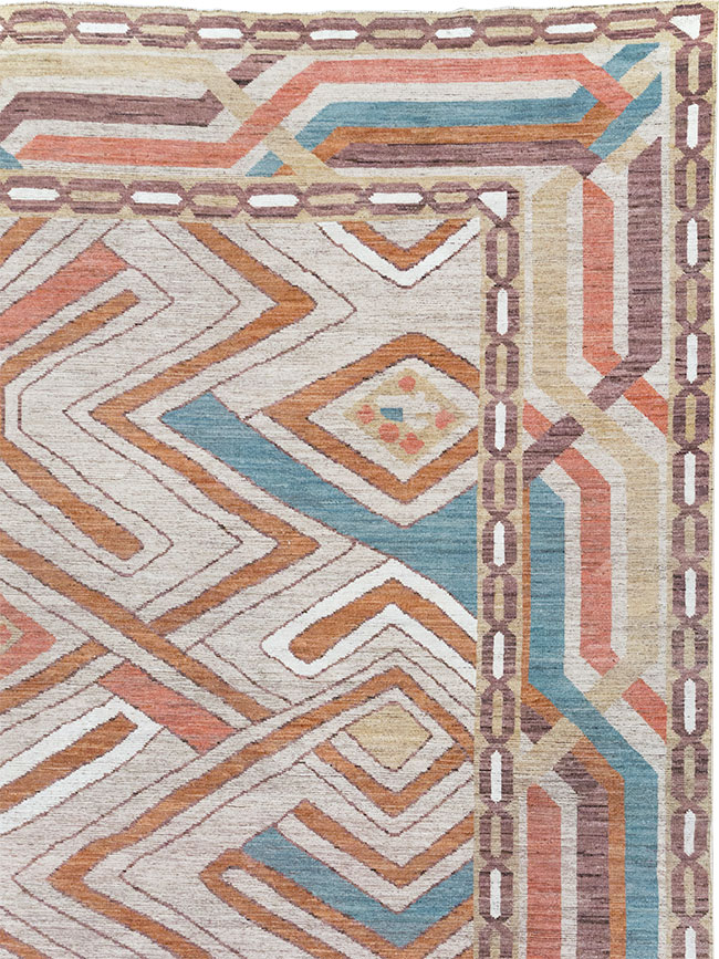 Modern East Turkestan Khotan Room Size Carpet, No.32481 - Staging