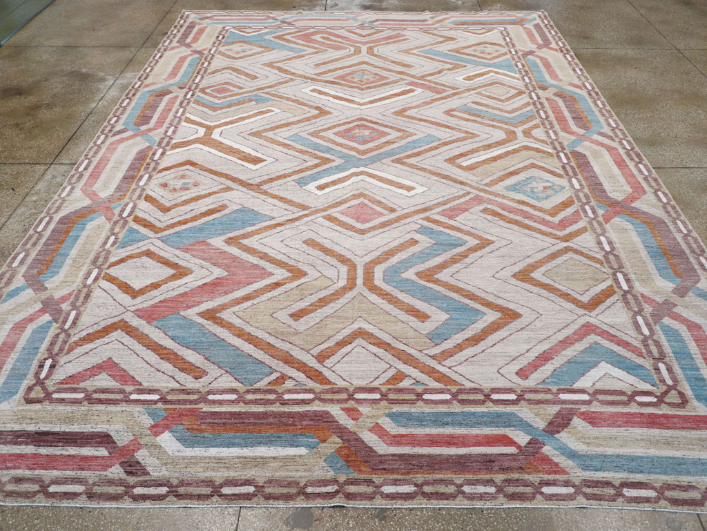 Modern East Turkestan Khotan Room Size Carpet, No.32481 - Staging