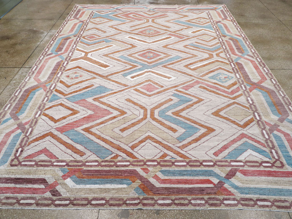 Modern East Turkestan Khotan Room Size Carpet, No.32481 - Staging