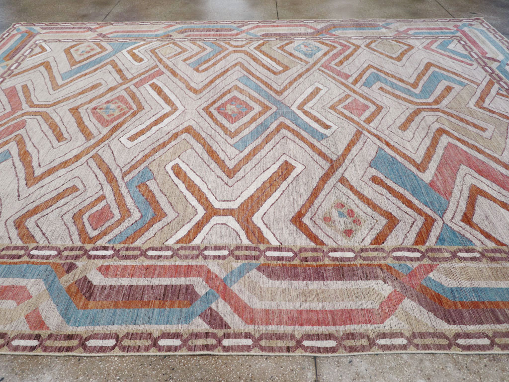 Modern East Turkestan Khotan Room Size Carpet, No.32481 - Staging