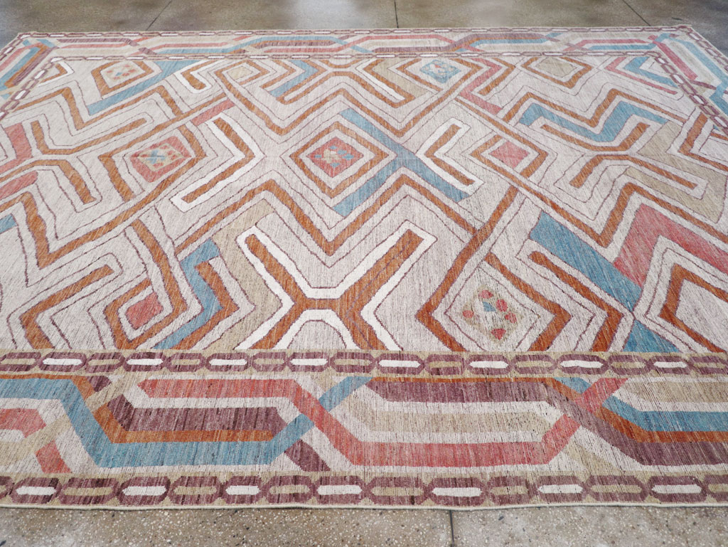 Modern East Turkestan Khotan Room Size Carpet, No.32481 - Staging