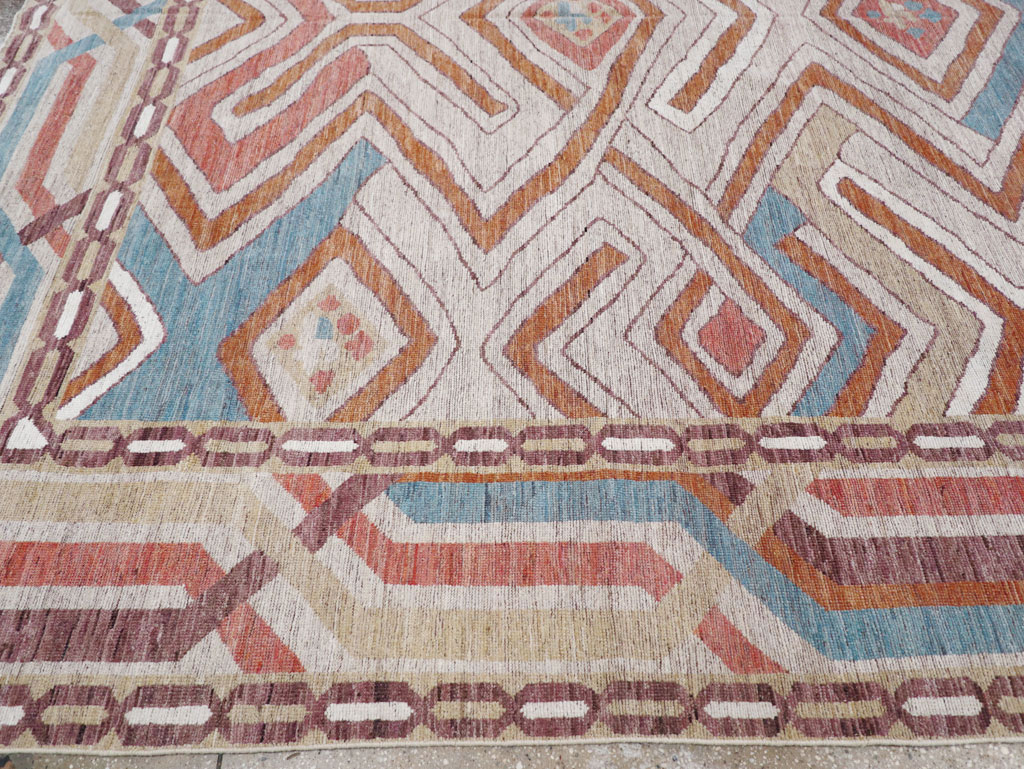 Modern East Turkestan Khotan Room Size Carpet, No.32481 - Staging