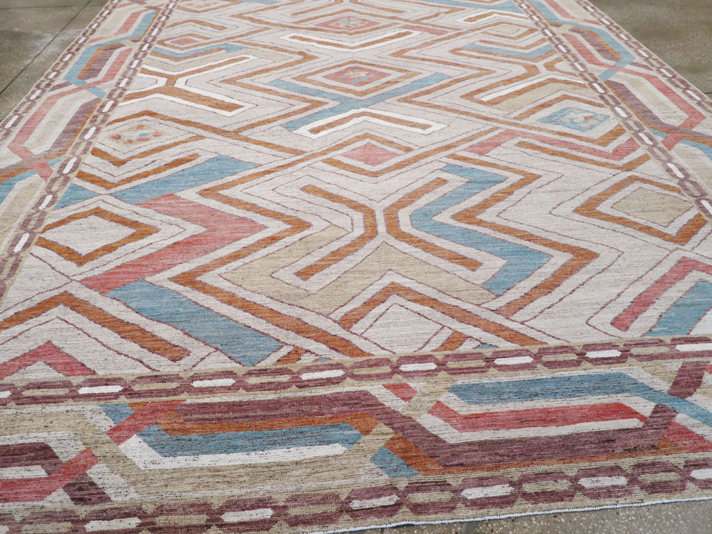 Modern East Turkestan Khotan Room Size Carpet, No.32481 - Staging