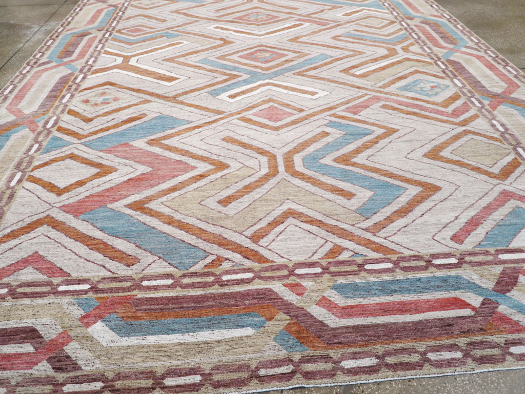 Modern East Turkestan Khotan Room Size Carpet, No.32481 - Staging