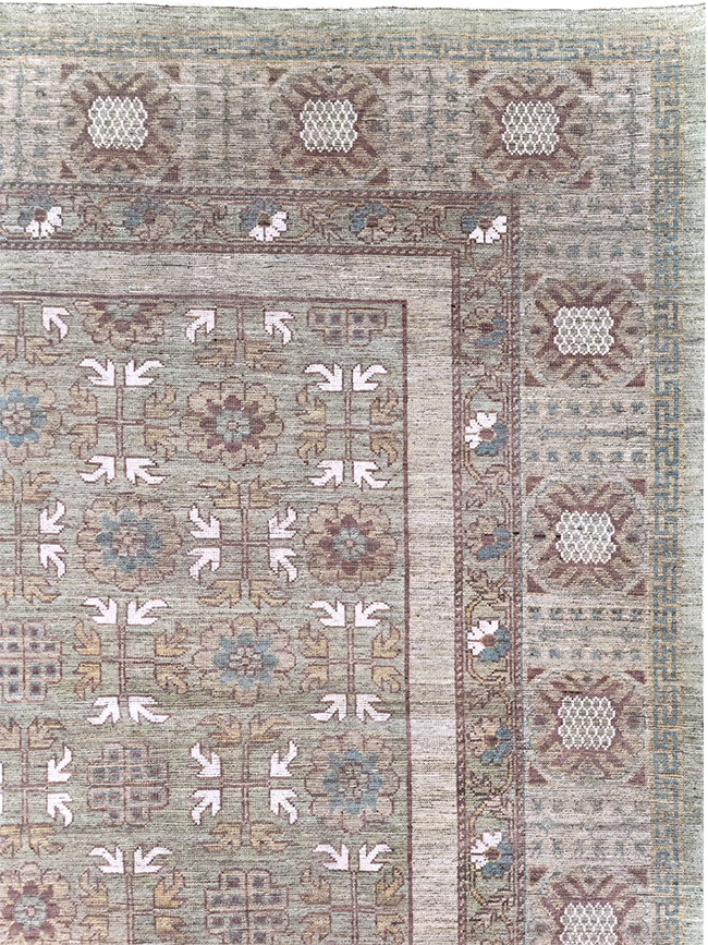 Modern East Turkestan Khotan Room Size Carpet, No.32483 - Staging