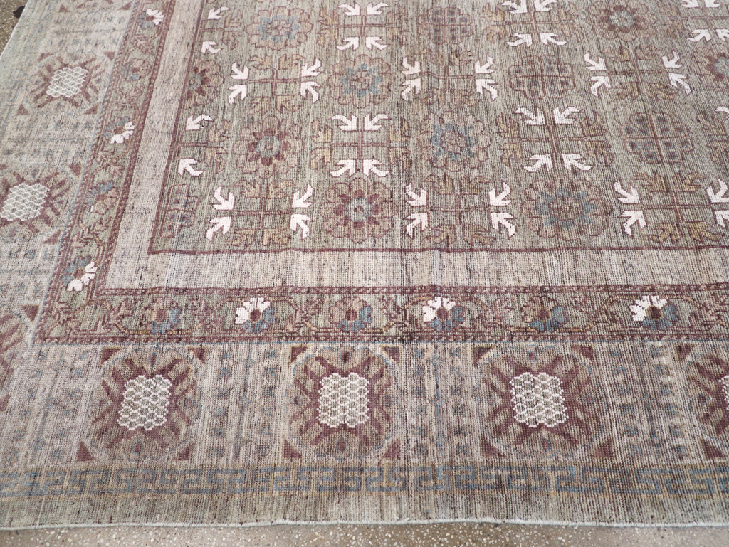 Modern East Turkestan Khotan Room Size Carpet, No.32483 - Staging