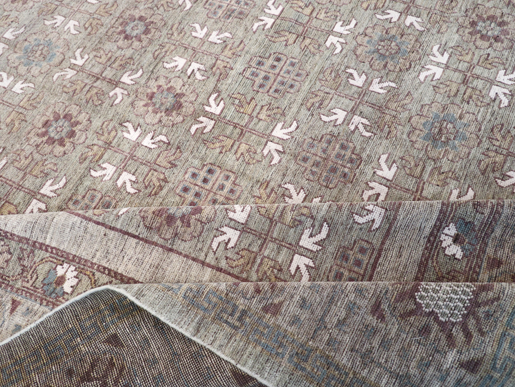 Modern East Turkestan Khotan Room Size Carpet, No.32483 - Staging