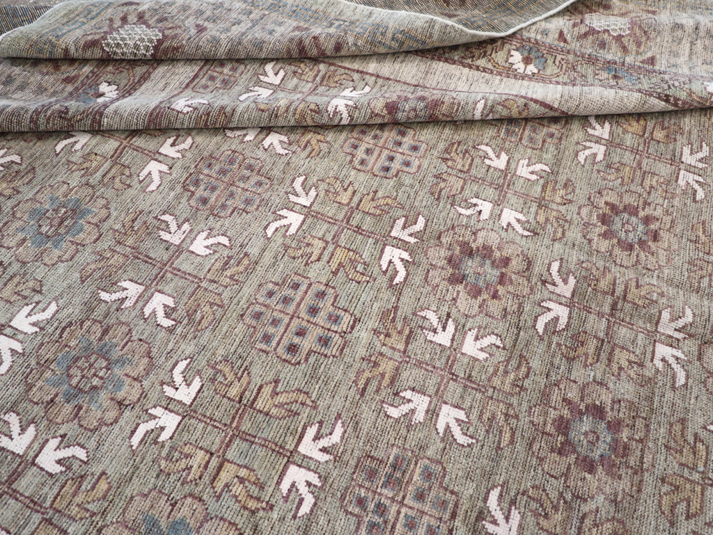 Modern East Turkestan Khotan Room Size Carpet, No.32483 - Staging