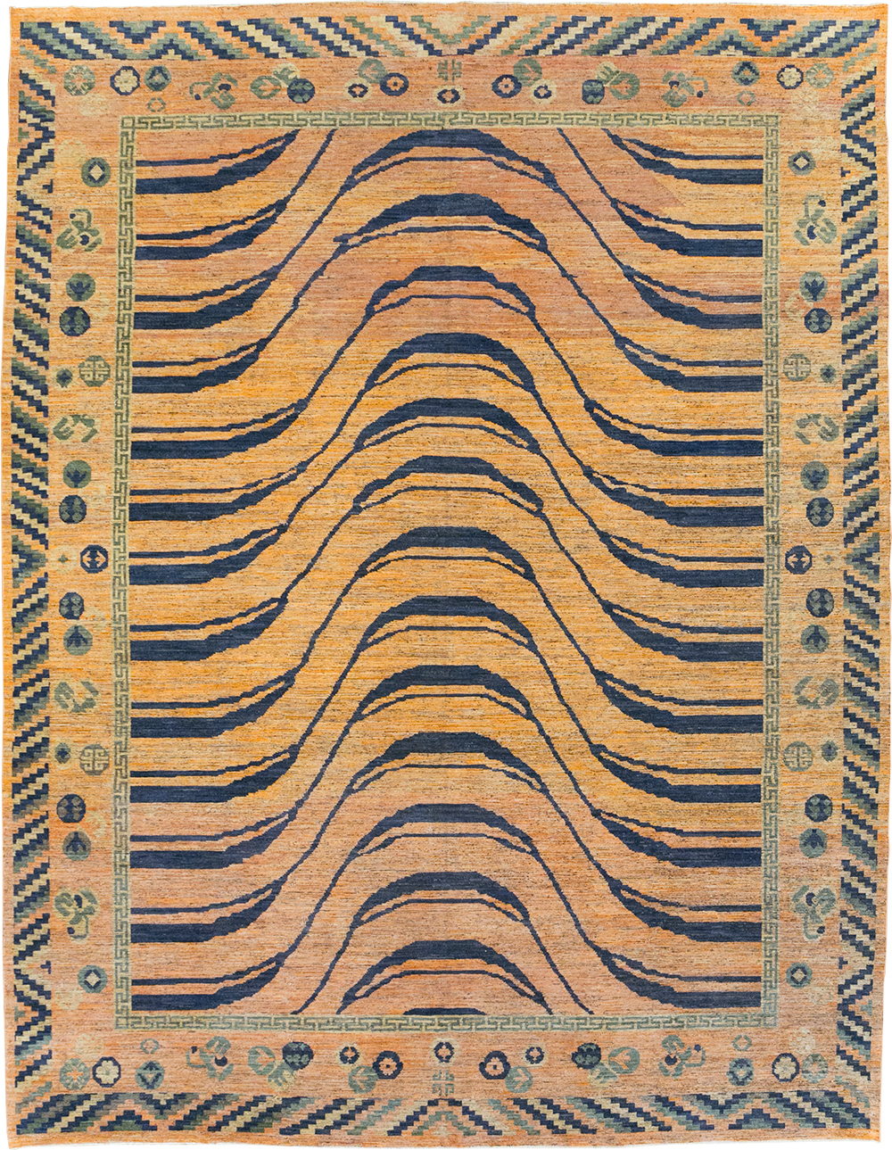 Modern East Turkestan Khotan Room Size Carpet, No.32484 - Staging