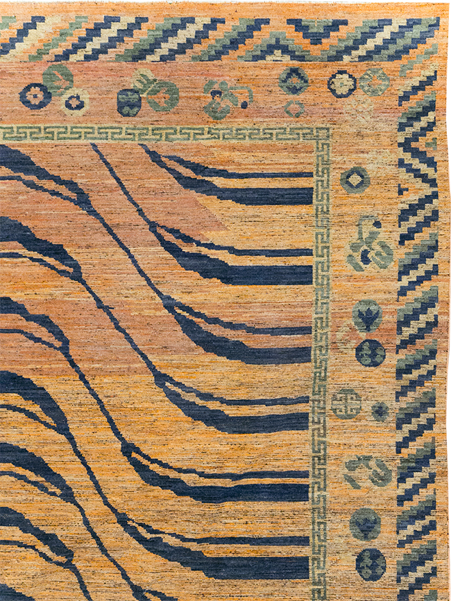 Modern East Turkestan Khotan Room Size Carpet, No.32484 - Staging