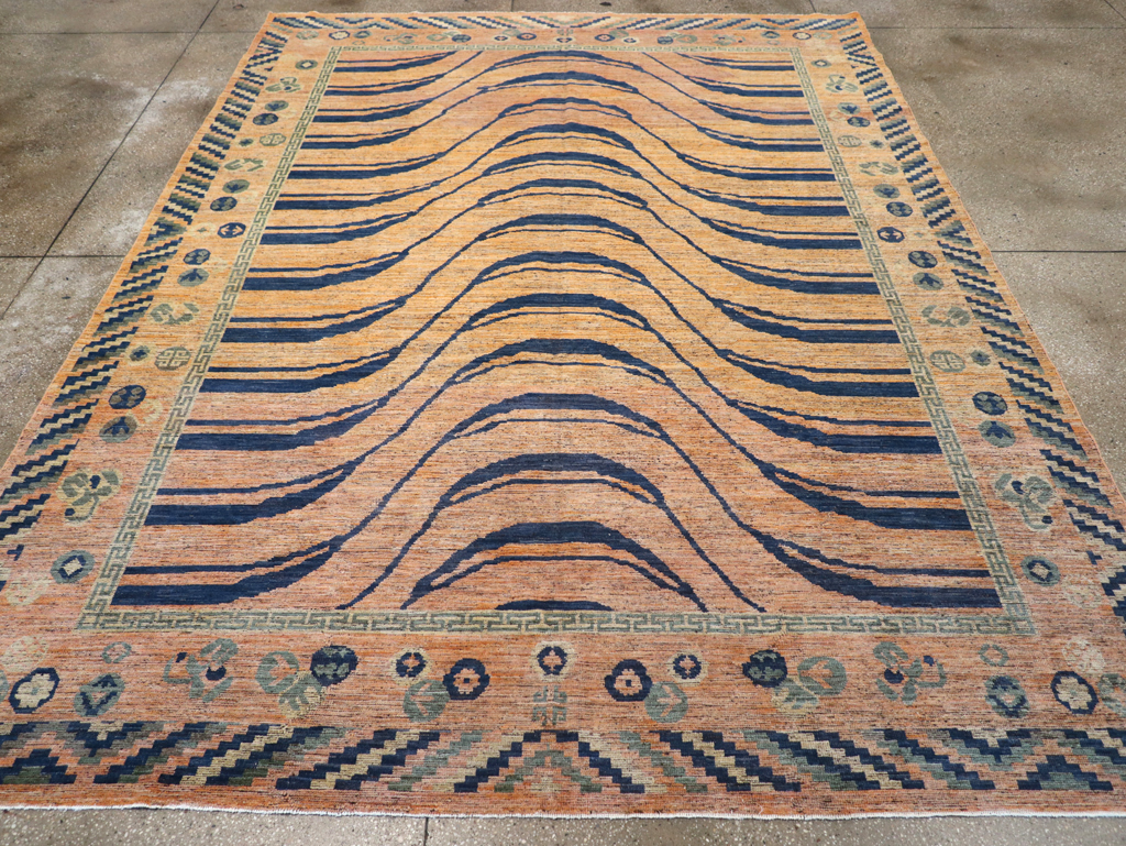 Modern East Turkestan Khotan Room Size Carpet, No.32484 - Staging