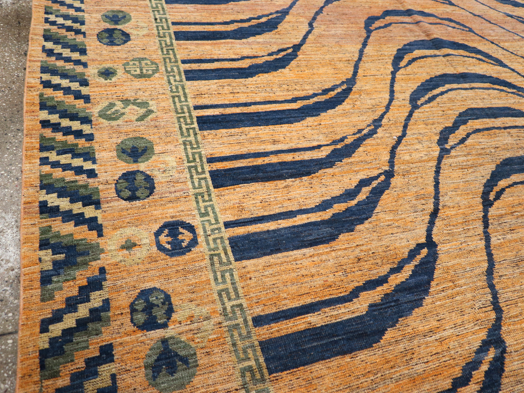 Modern East Turkestan Khotan Room Size Carpet, No.32484 - Staging