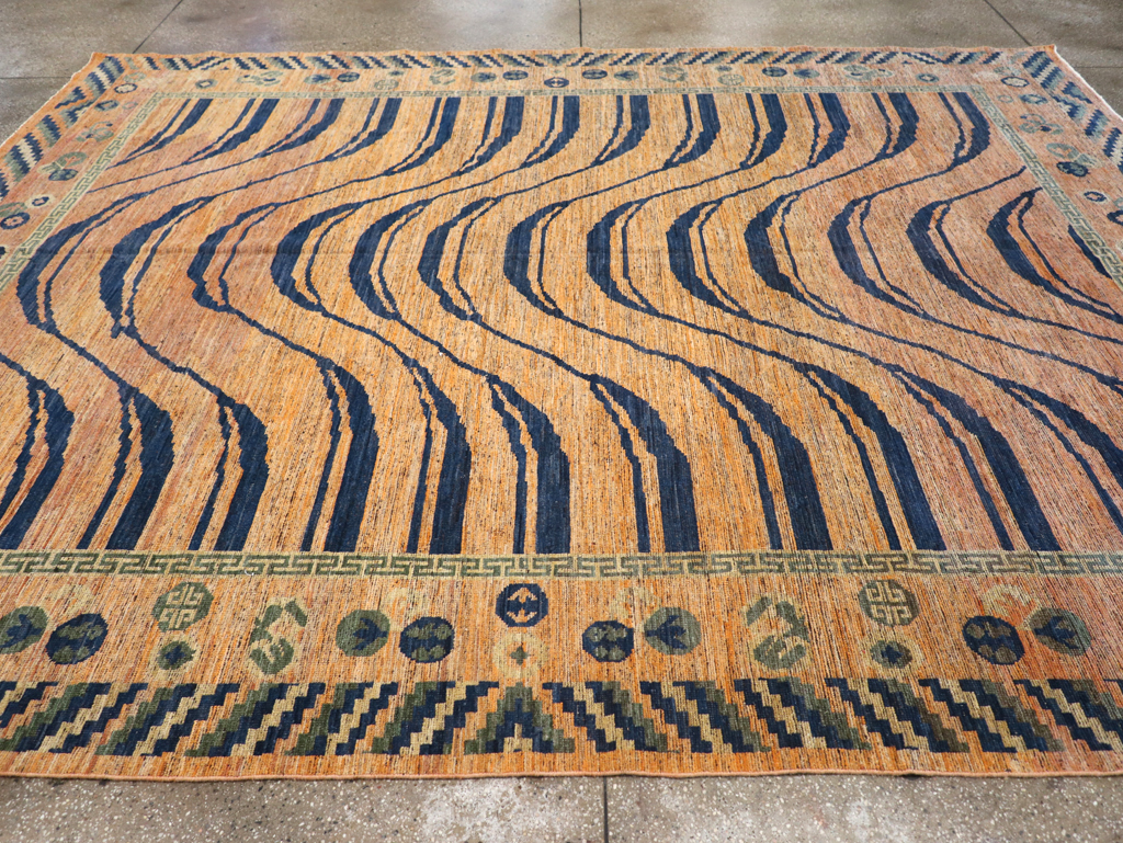 Modern East Turkestan Khotan Room Size Carpet, No.32484 - Staging