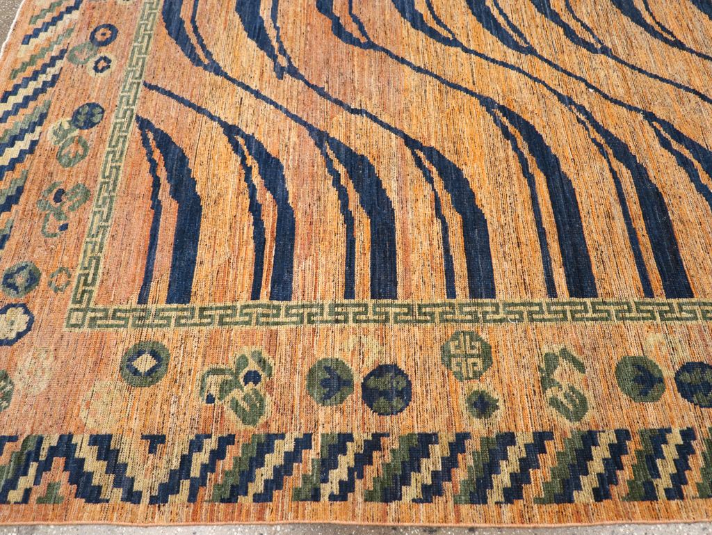 Modern East Turkestan Khotan Room Size Carpet, No.32484 - Staging