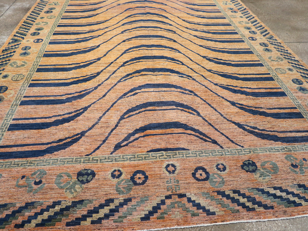 Modern East Turkestan Khotan Room Size Carpet, No.32484 - Staging