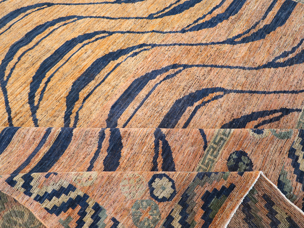 Modern East Turkestan Khotan Room Size Carpet, No.32484 - Staging