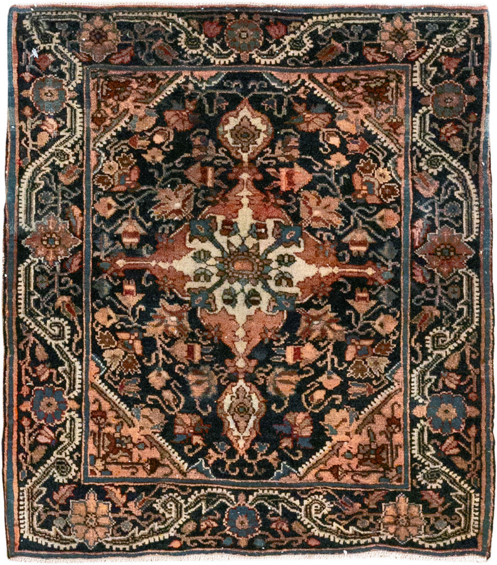 Antique Persian Sarouk Throw Rug, No.32486 - Staging
