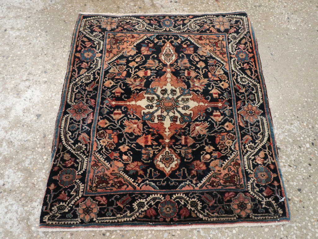 Antique Persian Sarouk Throw Rug, No.32486 - Staging