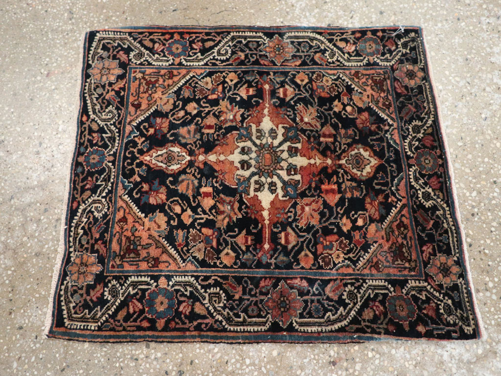 Antique Persian Sarouk Throw Rug, No.32486 - Staging