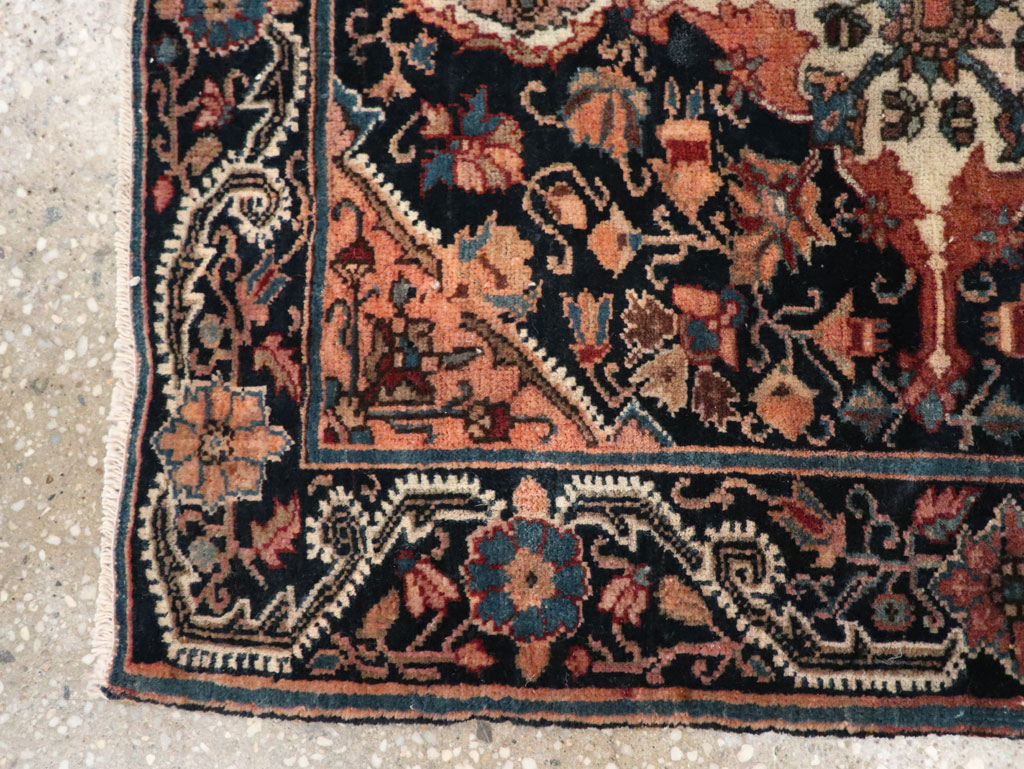 Antique Persian Sarouk Throw Rug, No.32486 - Staging